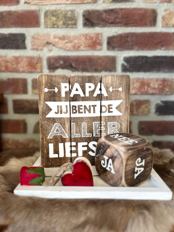 Cadeau pakket Dobbelsteen ja/nee Papa jij bent de allerliefste