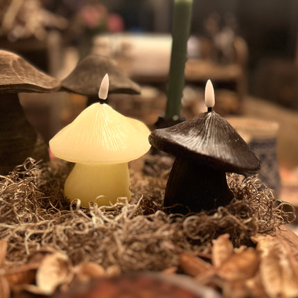 Paddenstoel kaars Led Wit/Creme of Zwart