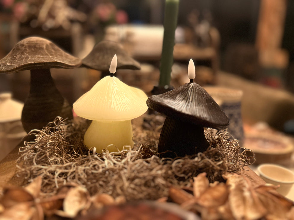 Paddenstoel kaars Led Wit/Creme of Zwart