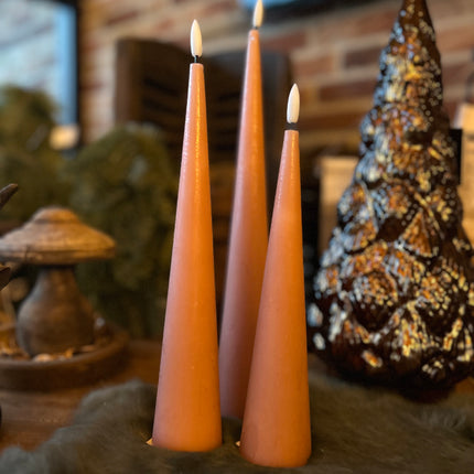 Kegelkaars Led set van 3 - in de kleur groen/oud-roze/zwart