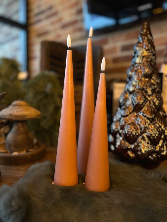Kegelkaars Led set van 3 - in de kleur groen/oud-roze/zwart