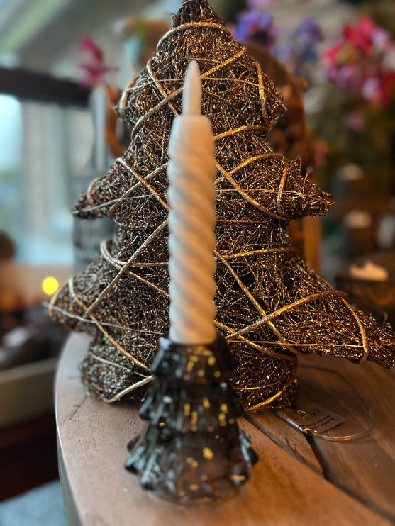 Glazen waxinehouder Kerstboompje