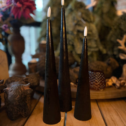 Kegelkaars Led set van 3 - in de kleur groen/oud-roze/zwart