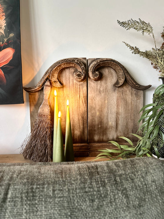 Kegelkaars Led set van 3 - in de kleur groen/oud-roze/zwart