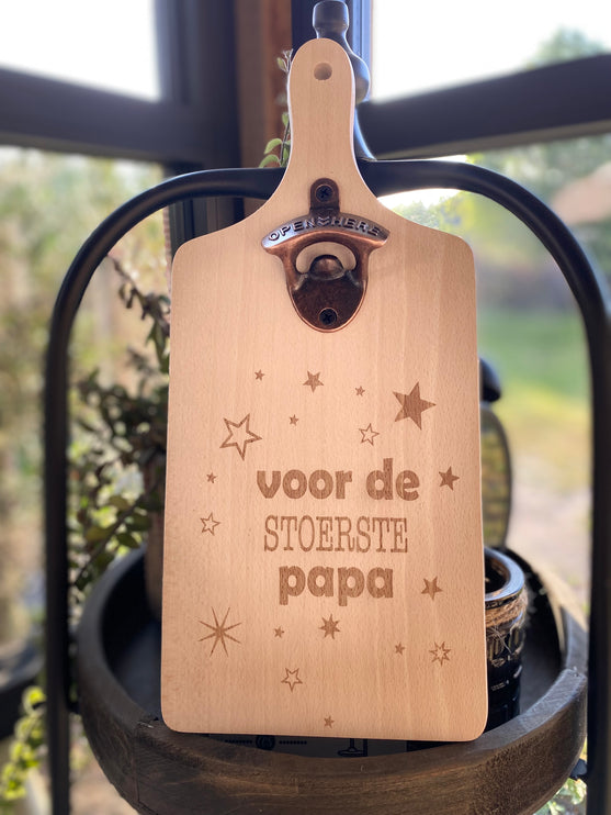 Serveerplankje 35 cm Voor de stoerste papa met opener