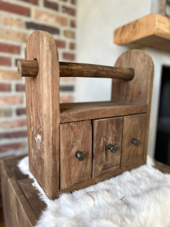 keukenrolhouder Brocante met 3 laatjes