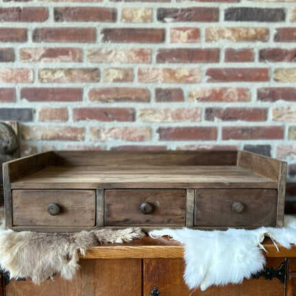 Brocante Houten Ladenkast met 3 laatjes