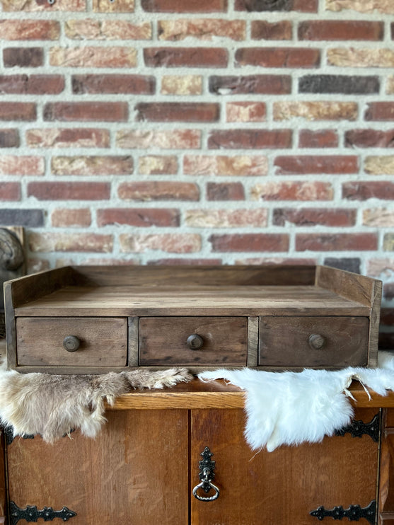 Brocante Houten Ladenkast met 3 laatjes
