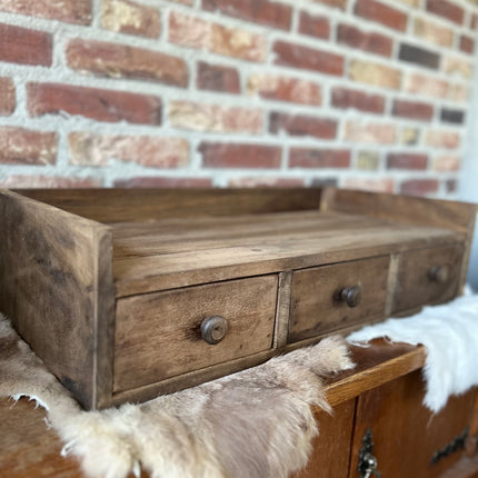 Brocante Houten Ladenkast met 3 laatjes