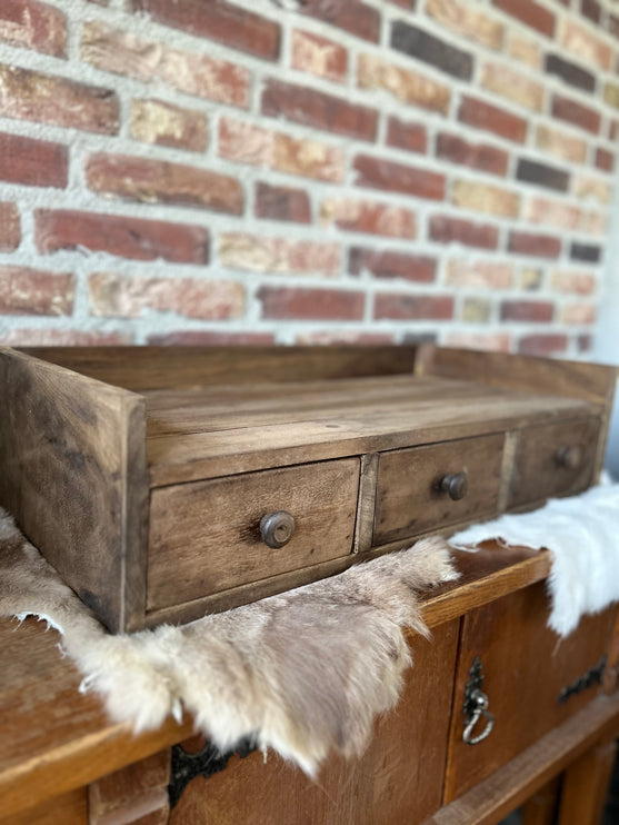 Brocante Houten Ladenkast met 3 laatjes