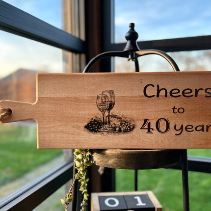Broodplank Cheers to 20-30-40-50-60-70 (naar keuze) years