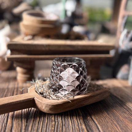 Glazen waxinehouder Zwart/grijs