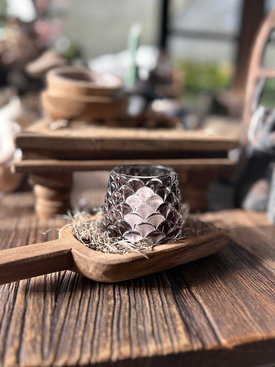 Glazen waxinehouder Zwart/grijs