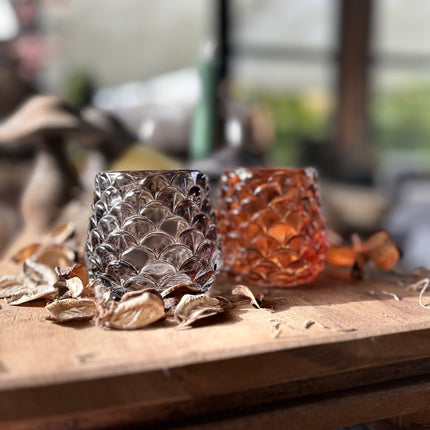 Glazen waxinehouder Zwart/grijs