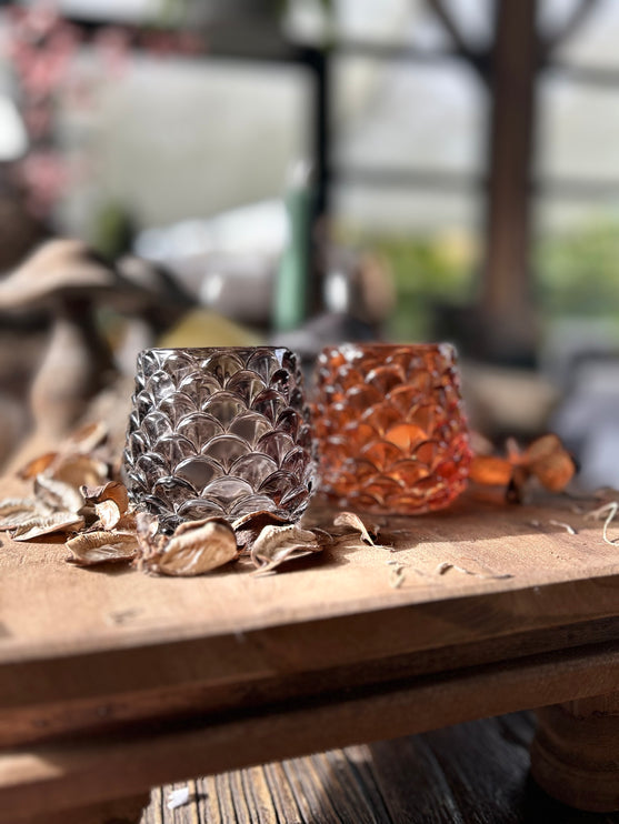 Glazen waxinehouder Zwart/grijs