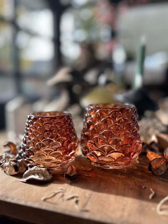 Glazen waxinelichthouder Bruin