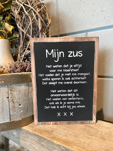 Tekstbord Mijn zus