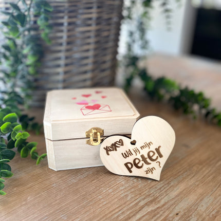 Kistje met hartje en zeepjes - Wil je mijn peter zijn?