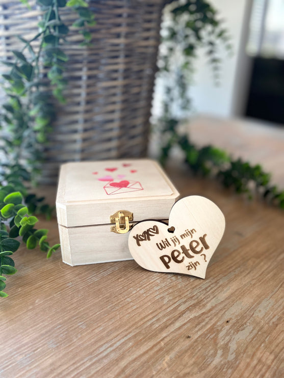 Kistje met hartje en zeepjes - Wil je mijn peter zijn?