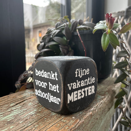dobbelsteen: meester 8x8cm black wash