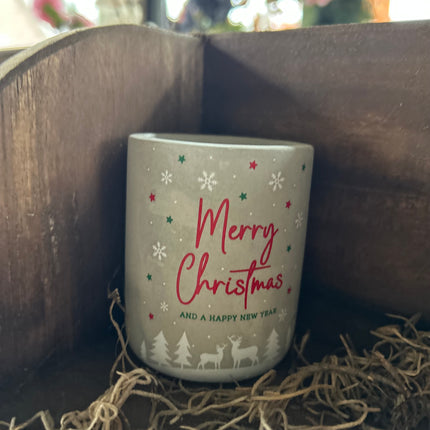 Cement Candle Merry Christmas and a Happy New Year