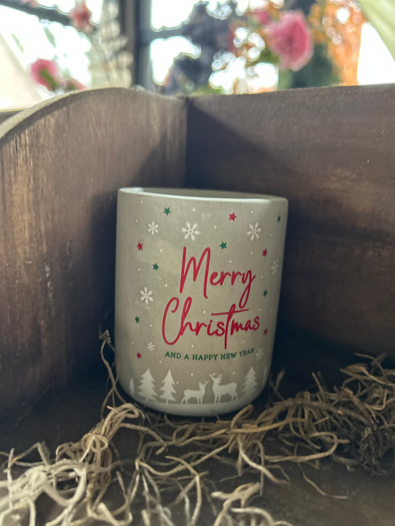 Cement Candle Merry Christmas and a Happy New Year