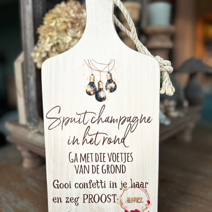 Serveerplankje Kerstmis "spuit champagne"