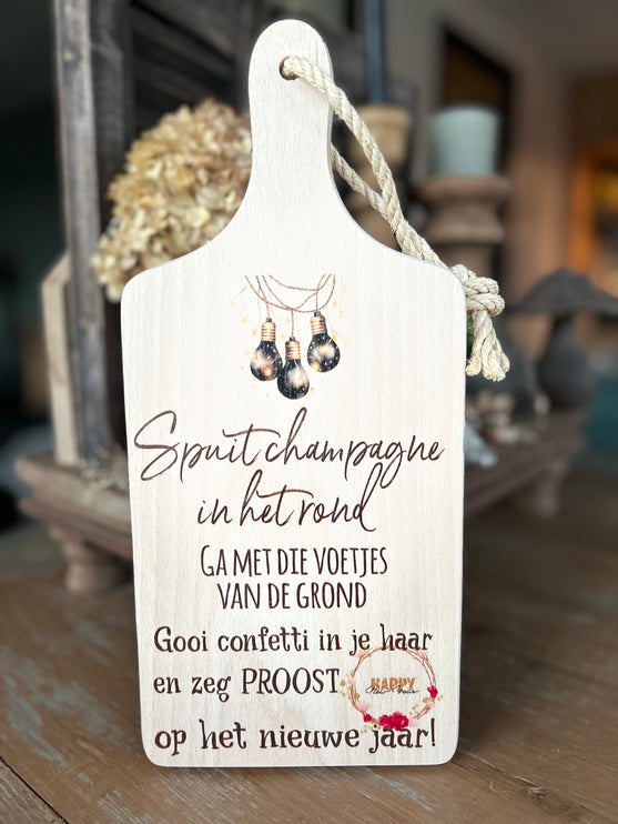 Serveerplankje Kerstmis "spuit champagne"