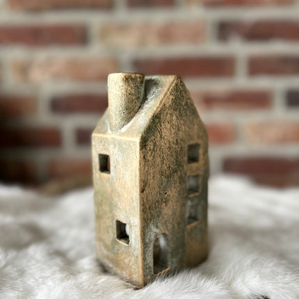 Waxinehouder huisje van steen