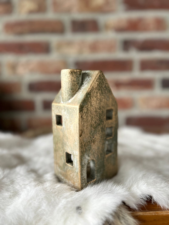 Waxinehouder huisje van steen