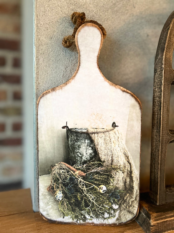 Houten plankje met print J