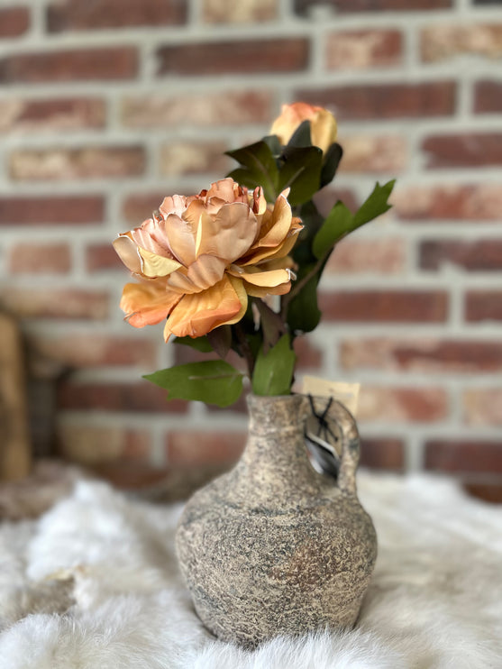 kruik M Grijs met bloem
