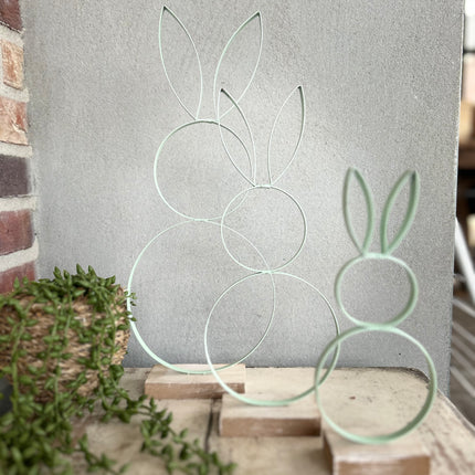 Decoratie Haas van Metaal op houten voet - 36 cm Roze/Lila