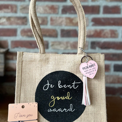 Cadeau Tas Je bent goud waard - Mijn hart maakt een salto van geluk als ik jou zie