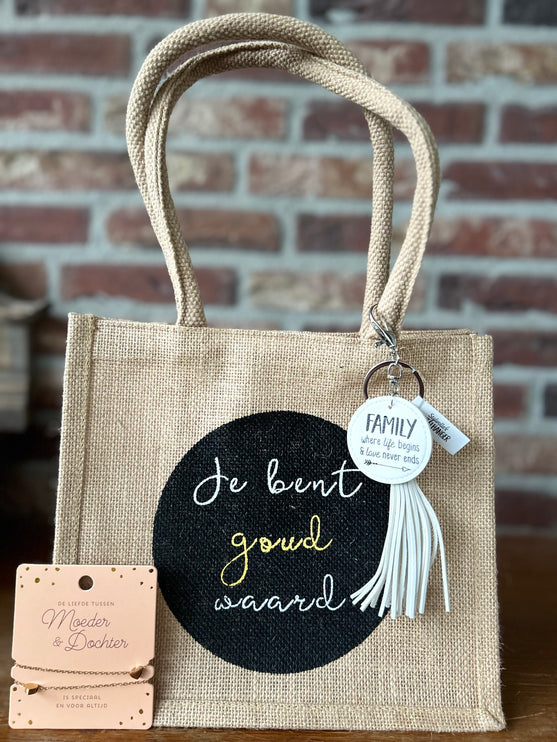 Cadeau Tas Je bent goud waard - Family where life begins & love never ends