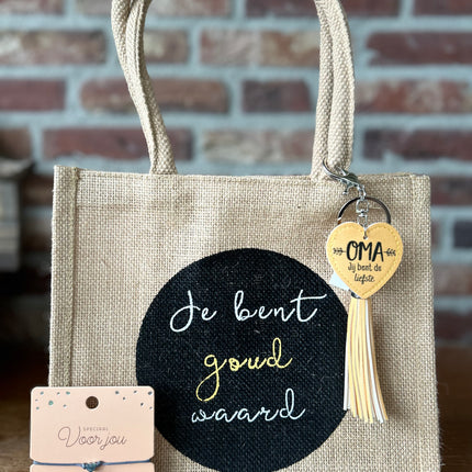 Cadeau Tas Je bent goud waard - Oma jij bent de liefste