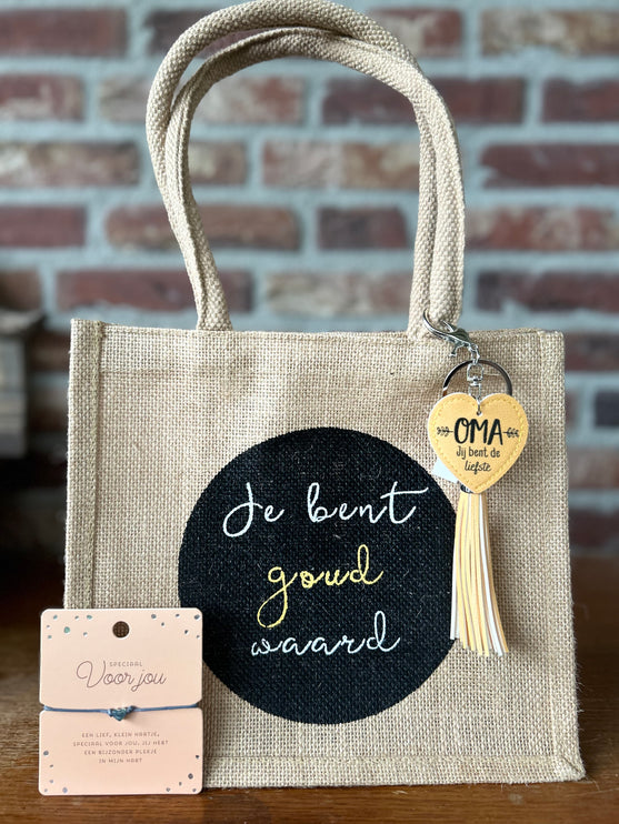Cadeau Tas Je bent goud waard - Oma jij bent de liefste