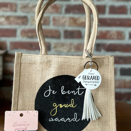 Cadeau Tas Je bent goud waard - Hoera Geslaagd Supergoed gedaan