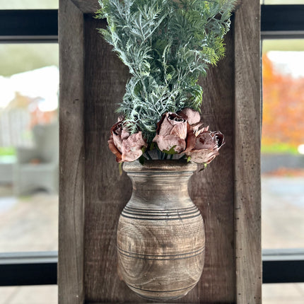 Wandpaneel met vaas en bloemen en houten lijst