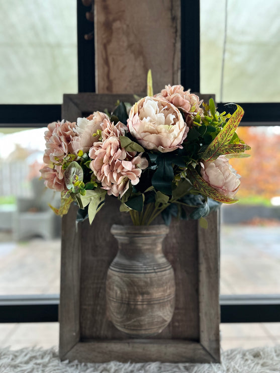 Wandpaneel met vaas en houten lijst - In 3 verschillende maten!