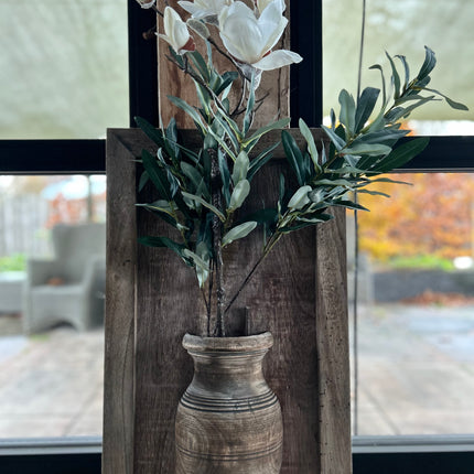 Wandpaneel met vaas en houten lijst - In 3 verschillende maten!