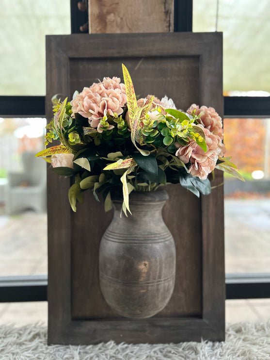 Wandpaneel met vaas en houten lijst - In 3 verschillende maten!