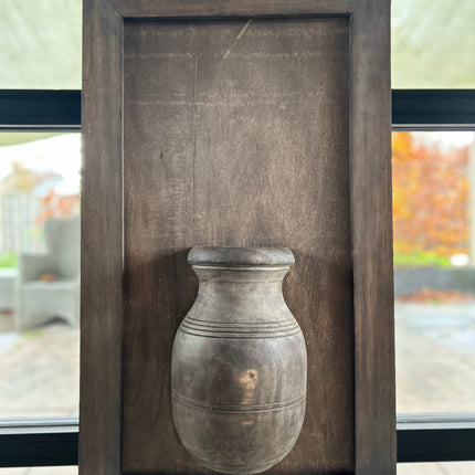 Wandpaneel met vaas en bloemen en houten lijst