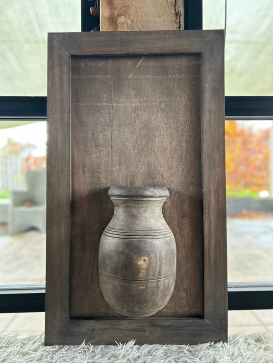 Wandpaneel met vaas en bloemen en houten lijst