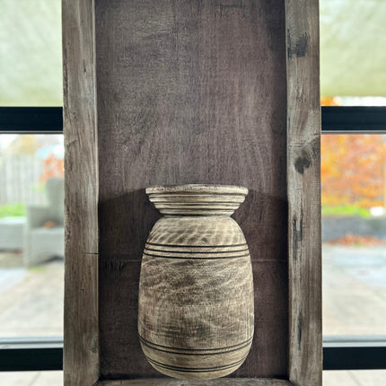 Wandpaneel met vaas en houten lijst - In 3 verschillende maten!