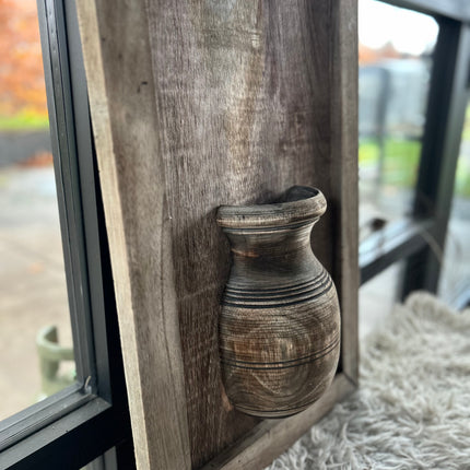 Wandpaneel met vaas en houten lijst - In 3 verschillende maten!