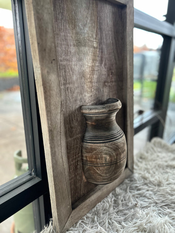 Wandpaneel met vaas en houten lijst - In 3 verschillende maten!