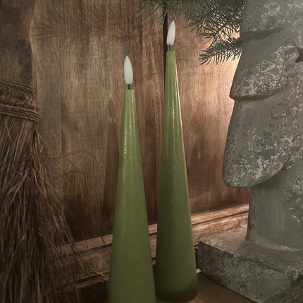 Kegelkaarsen Led - Set van 2 - Groen