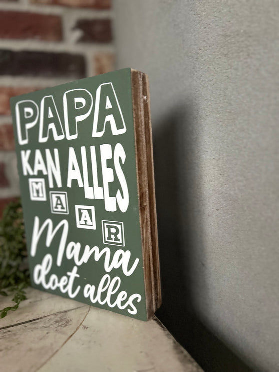 Tekstblok 25 x 18 cm - Papa kan alles (groen)