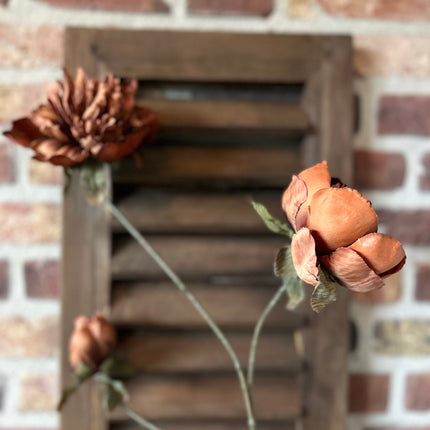 Zijden bloem Pioen Rood-Bruin